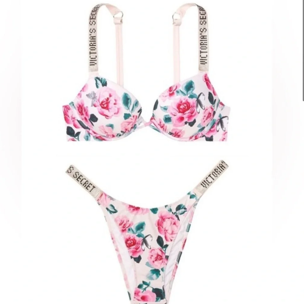 SET✨ VERY SEXY Bombshell Logo Shine Strap Add-2-Cups Push-Up Bra & Bikini Bottom